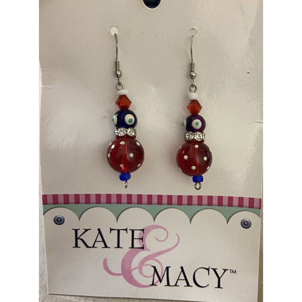 Kate & Macy Clementine Design Lighthouse Lane Red White Blue Earrings Jewelry